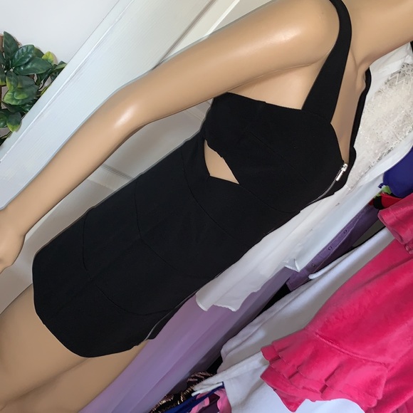 black zipper front cut out sides wide strap tunic tank top S M - Picture 4 of 16